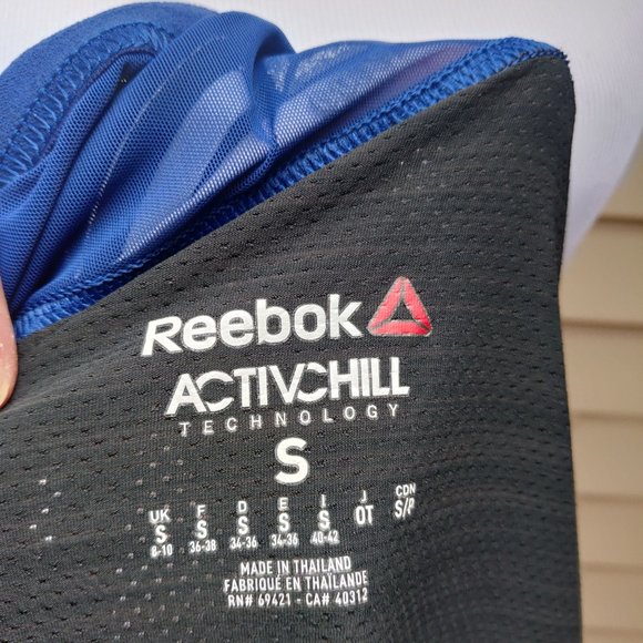 🔴SOLD🔴 Reebok Activchill Fitness Tank Top Black Blue Print Gym Yoga Workout - Picture 13 of 16